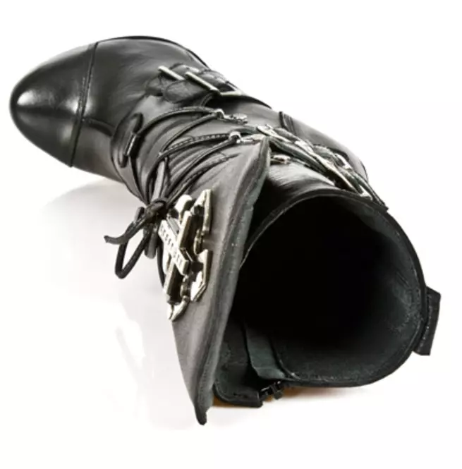 Gothic Genuine Leather Cross High Heel Boots