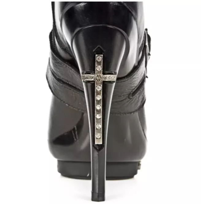 Gothic Genuine Leather Cross High Heel Boots