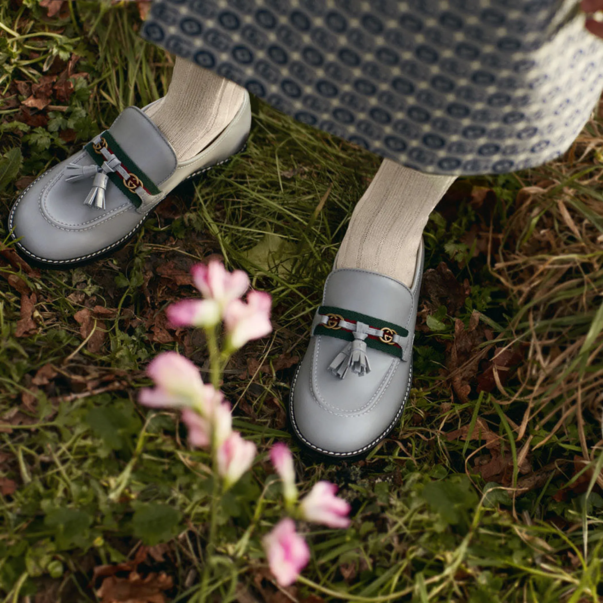 Grey Leather Loafer Shoes