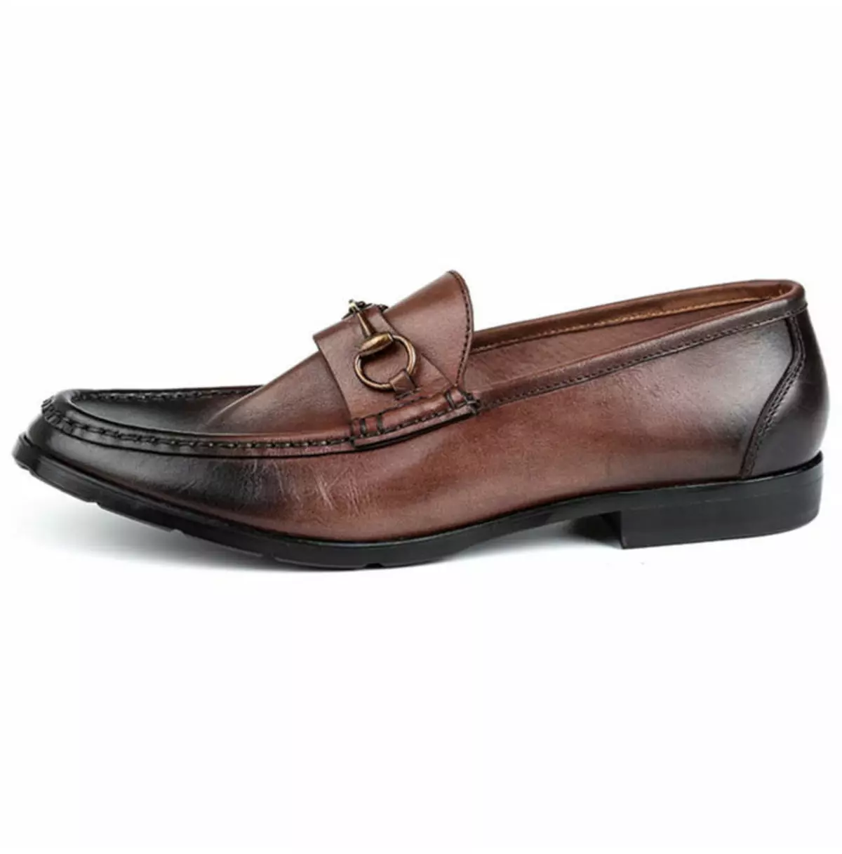 Handmade Men's Full Grain Leather Buckle Loafer Shoes