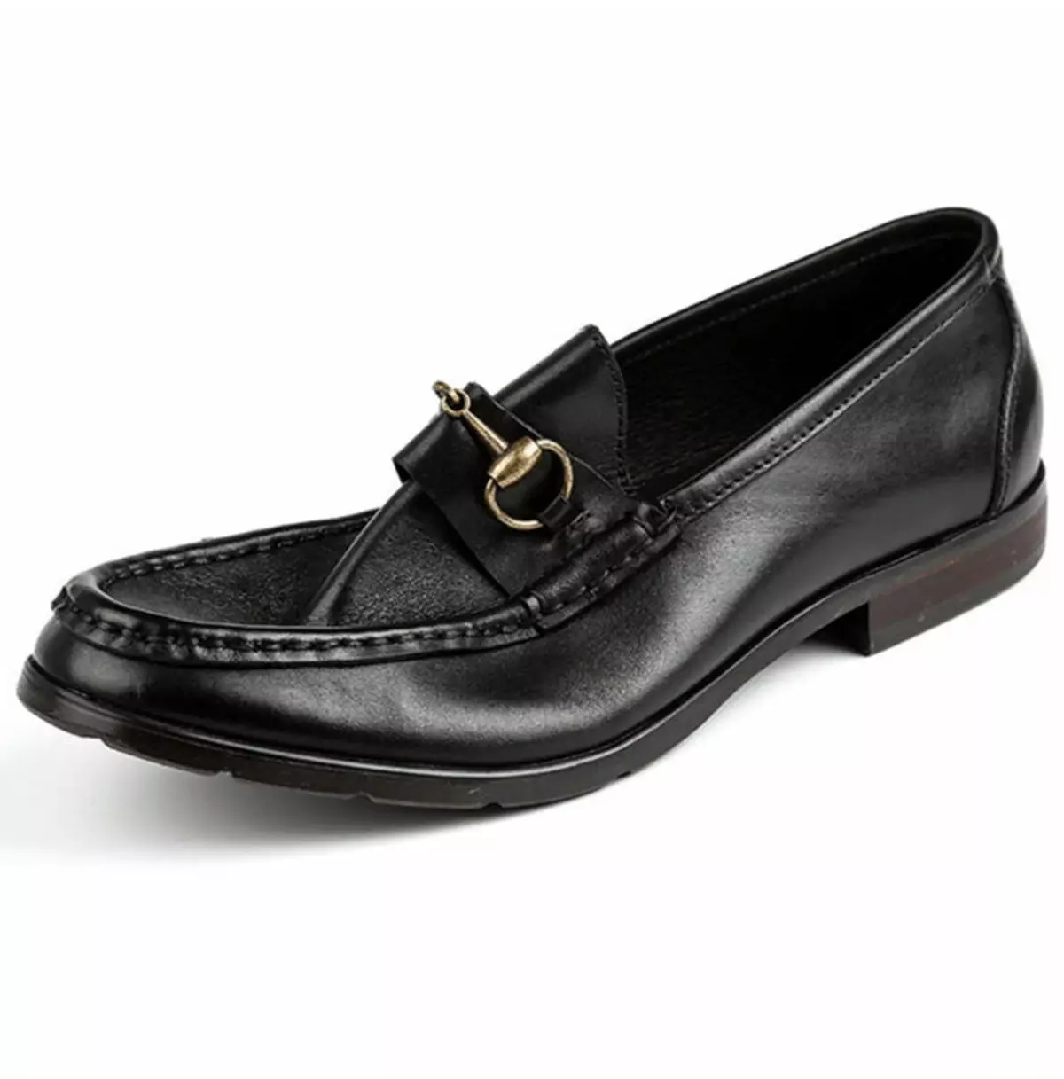 Handmade Men's Full Grain Leather Buckle Loafer Shoes