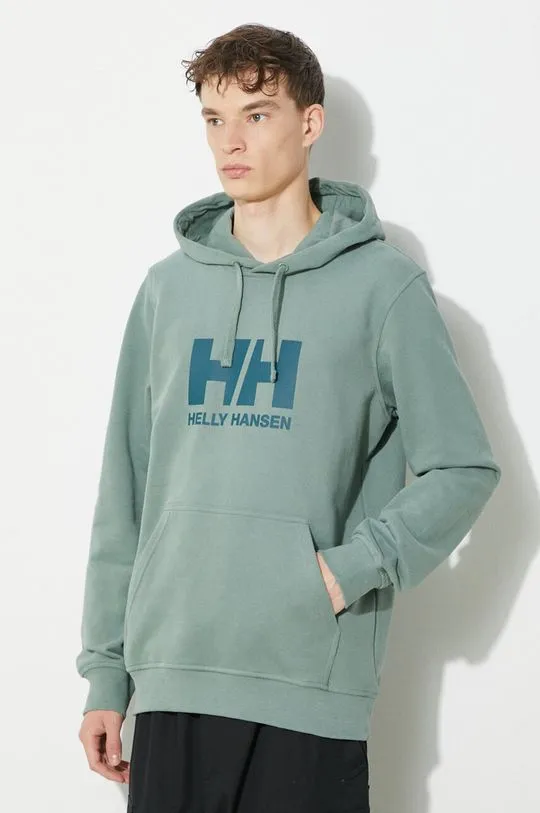 Helly Hansen cotton sweatshirt men's green color