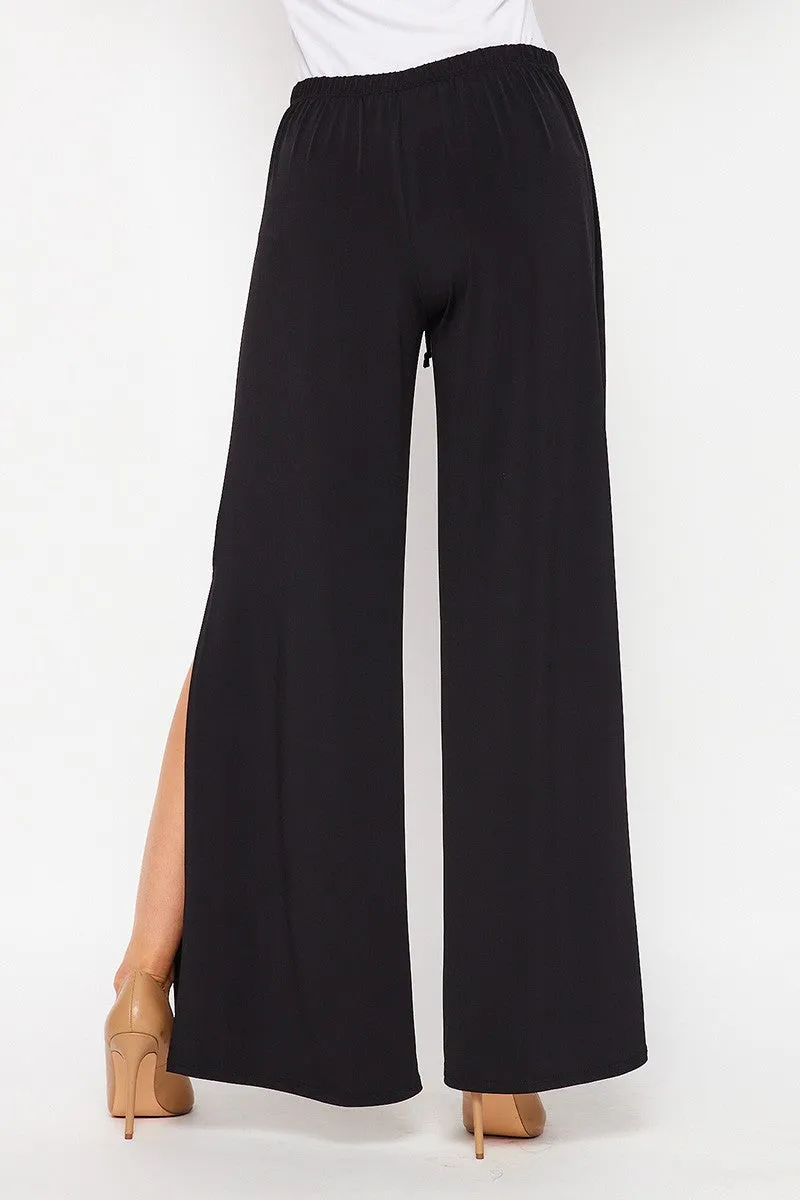 Honeyme Black Side Slit Wide Pants