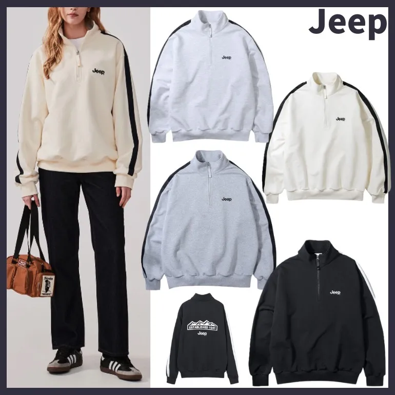 JEEP  |Unisex Long Sleeves Cotton Hoodies & Sweatshirts