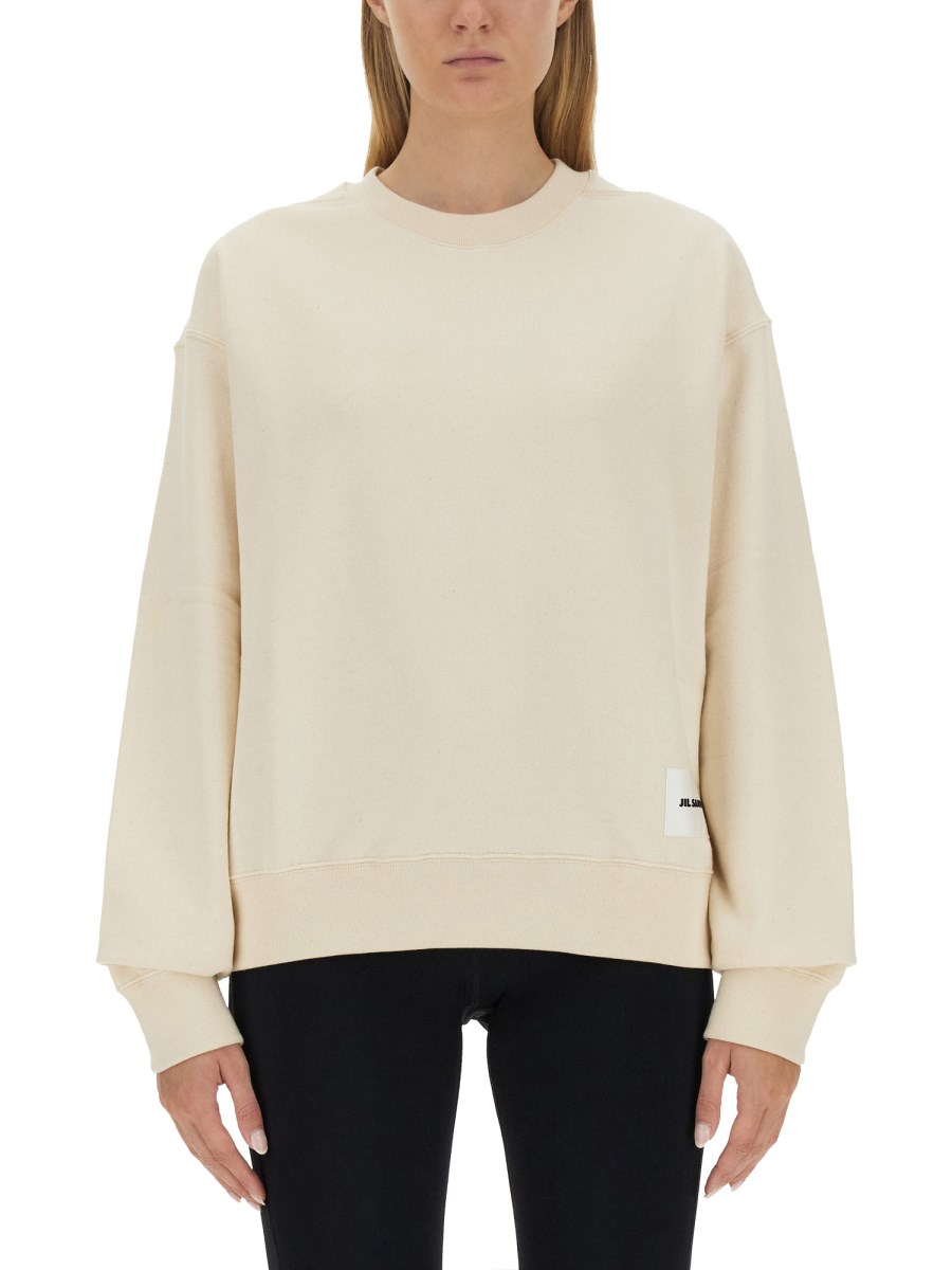 JIL SANDER    COTTON SWEATSHIRT WITH LOGO PATCH