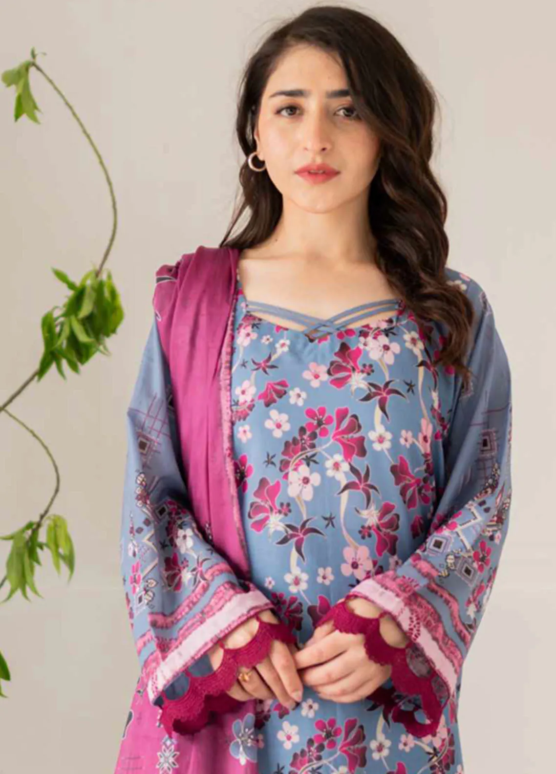 Kaira By Rashid Textile Embroidered Lawn Dupatta 3 Piece Unstitched Suit RT24KEL D-8693