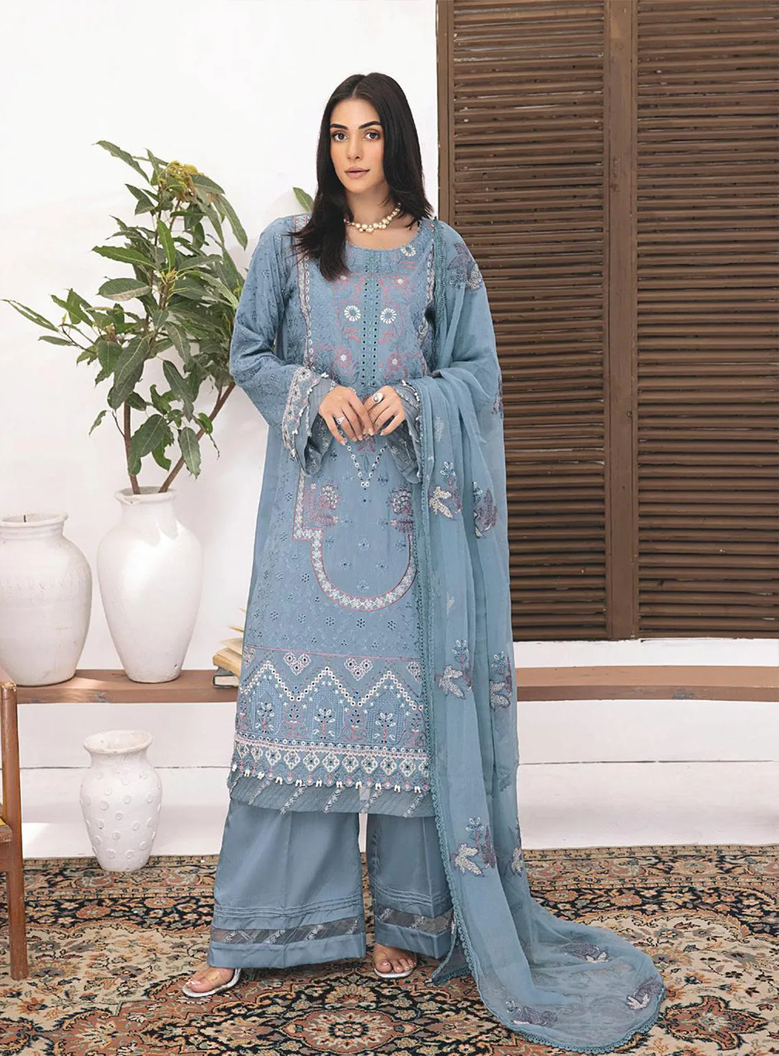 Kastoori By Awwal Embroidered Viscose Unstitched 3 Piece Suit - 10