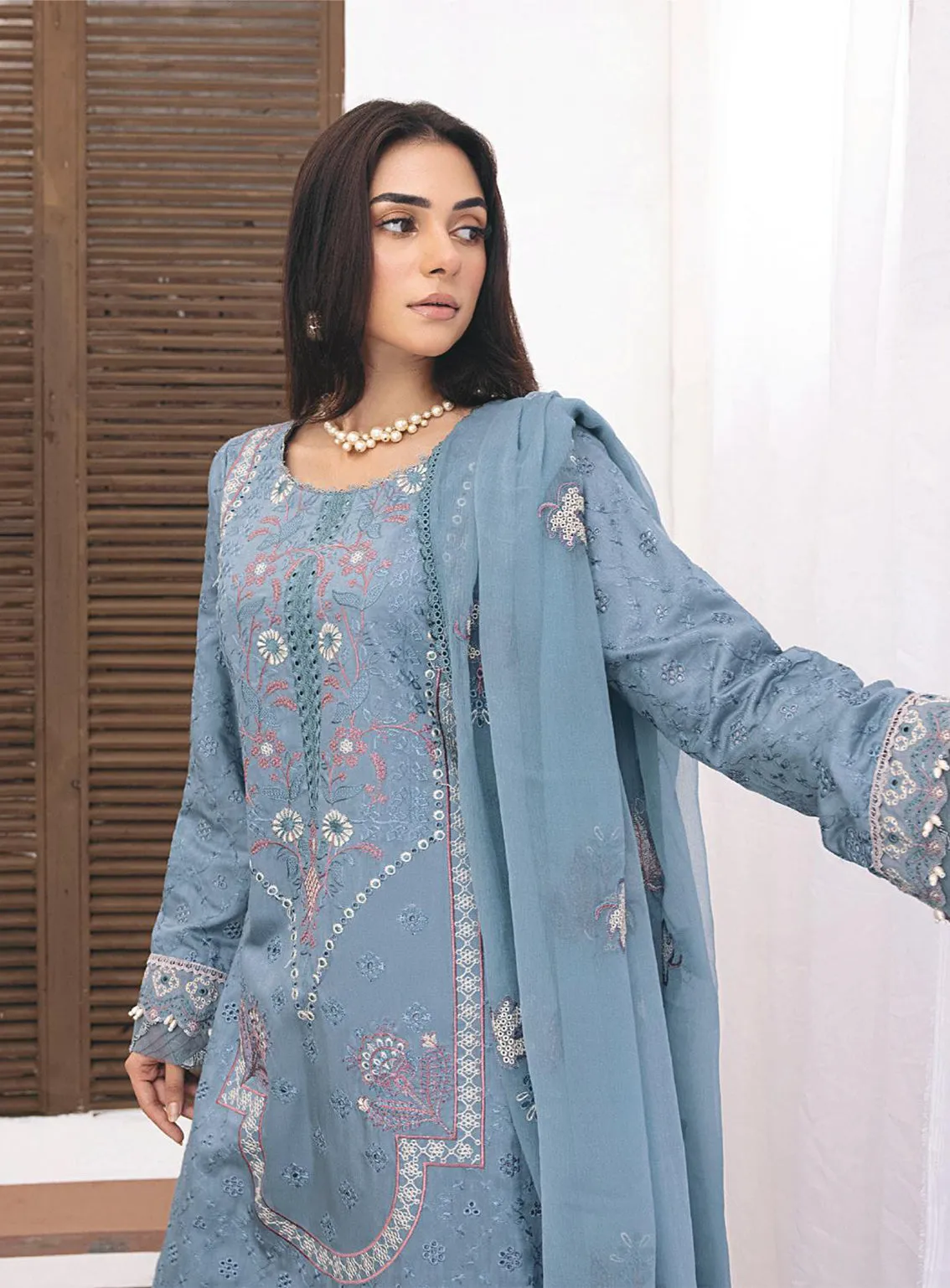 Kastoori By Awwal Embroidered Viscose Unstitched 3 Piece Suit - 10