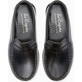 La Coqueta Black Leather Castellanos Loafer Shoes