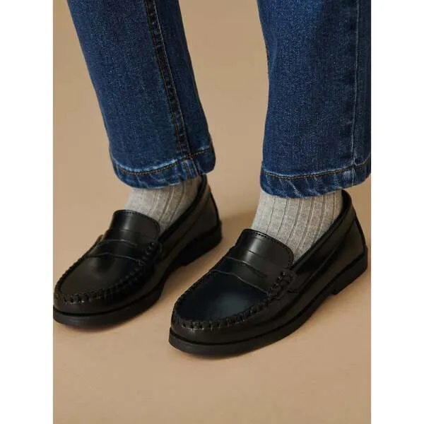 La Coqueta Black Leather Castellanos Loafer Shoes