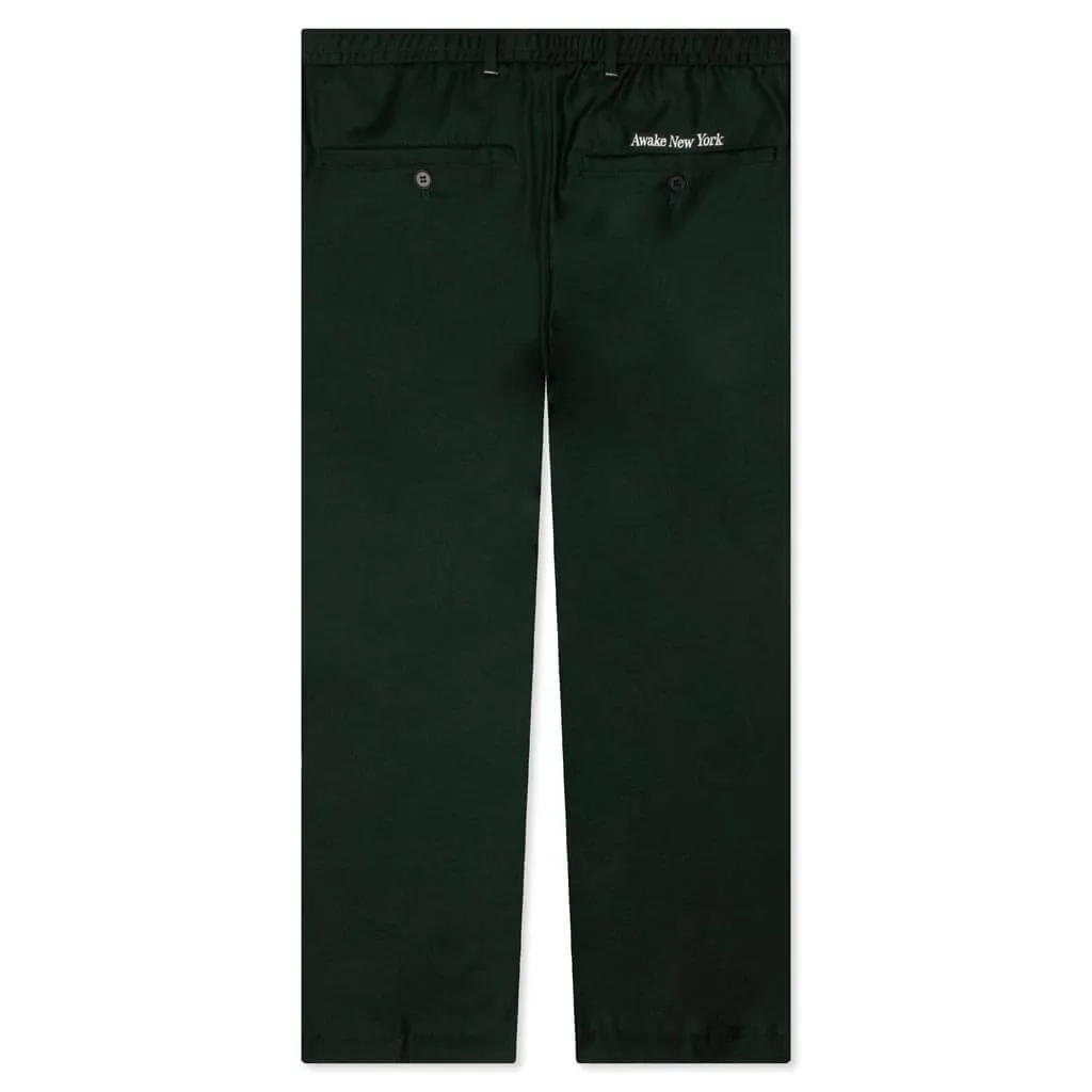 Lightweight Wool Elasticated Woven Pant - Forest Green