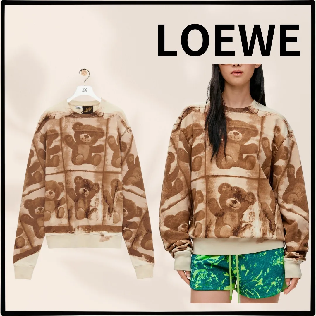 LOEWE  |Street Style Logo Hoodies & Sweatshirts