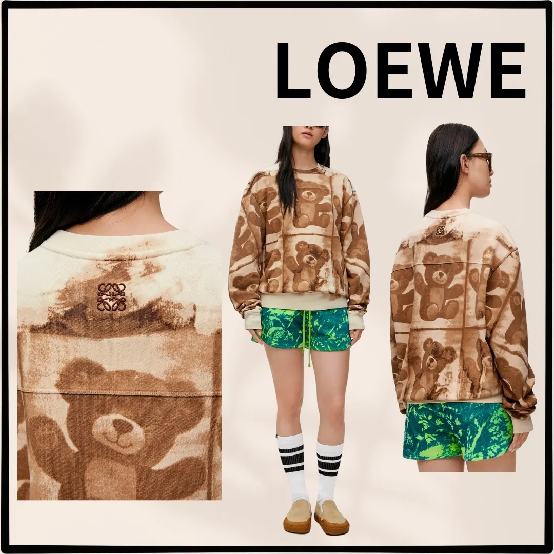 LOEWE  |Street Style Logo Hoodies & Sweatshirts