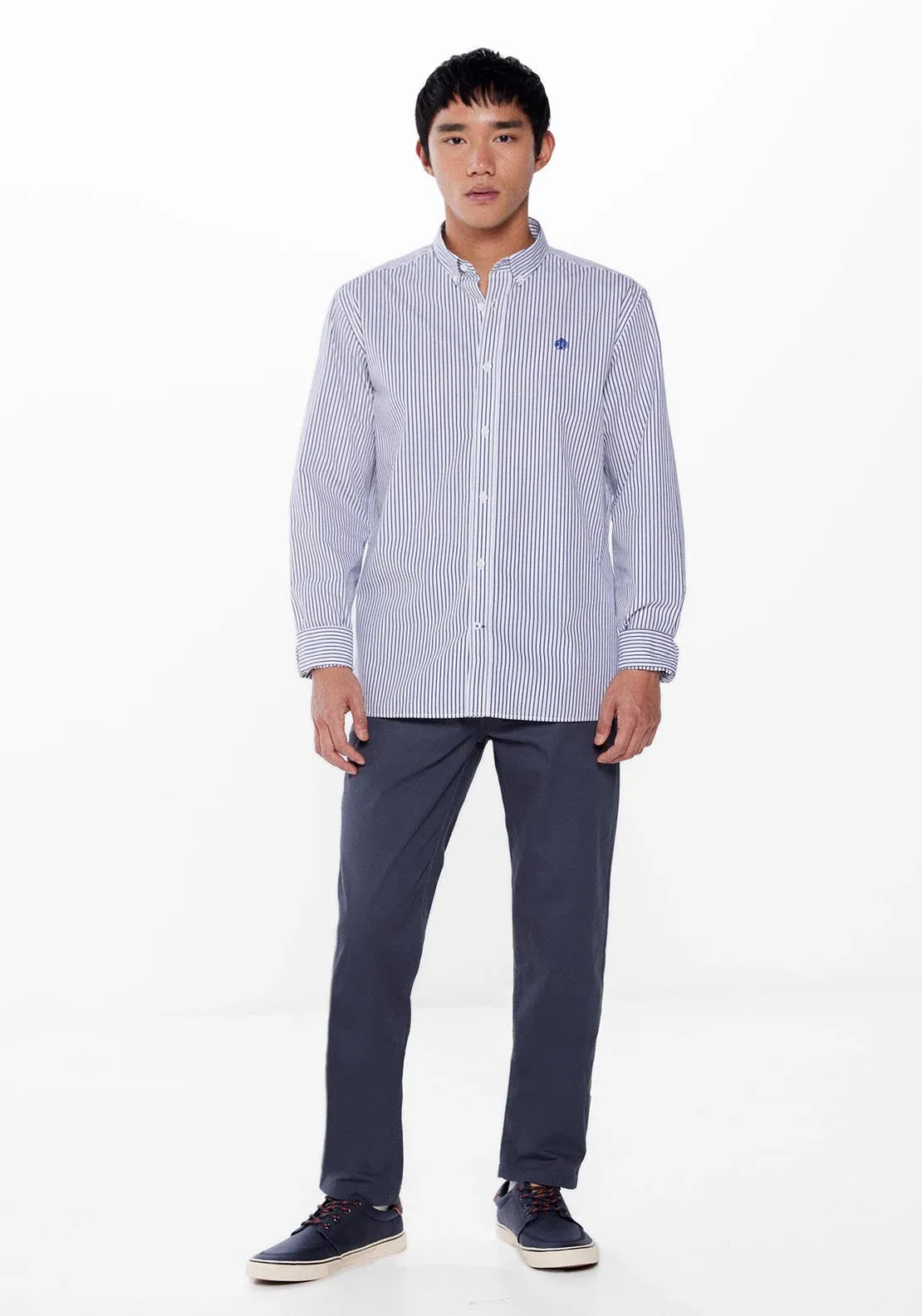 Long Sleeve Stripe Shirt - Blue