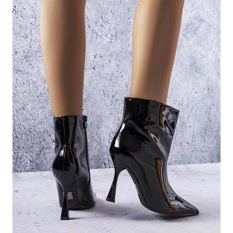 Mariette black patent high heel boots