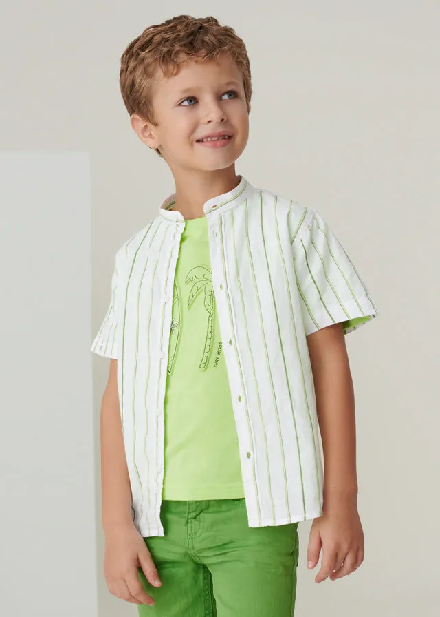 Mayoral Stripes s/s shirt for boy - Green