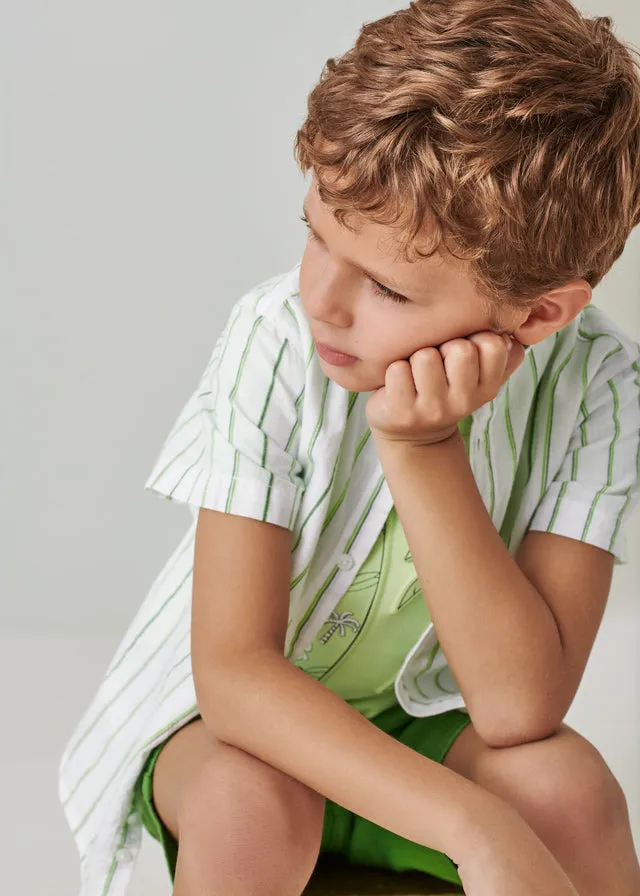 Mayoral Stripes s/s shirt for boy - Green