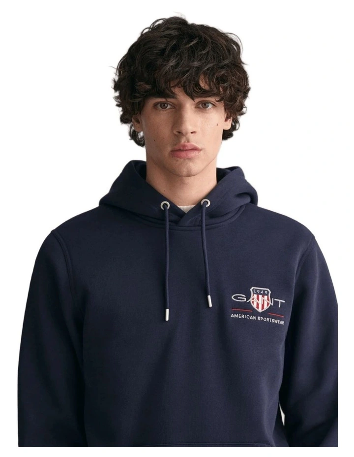 Medium Archive Shield Hoodie in Evening Blue