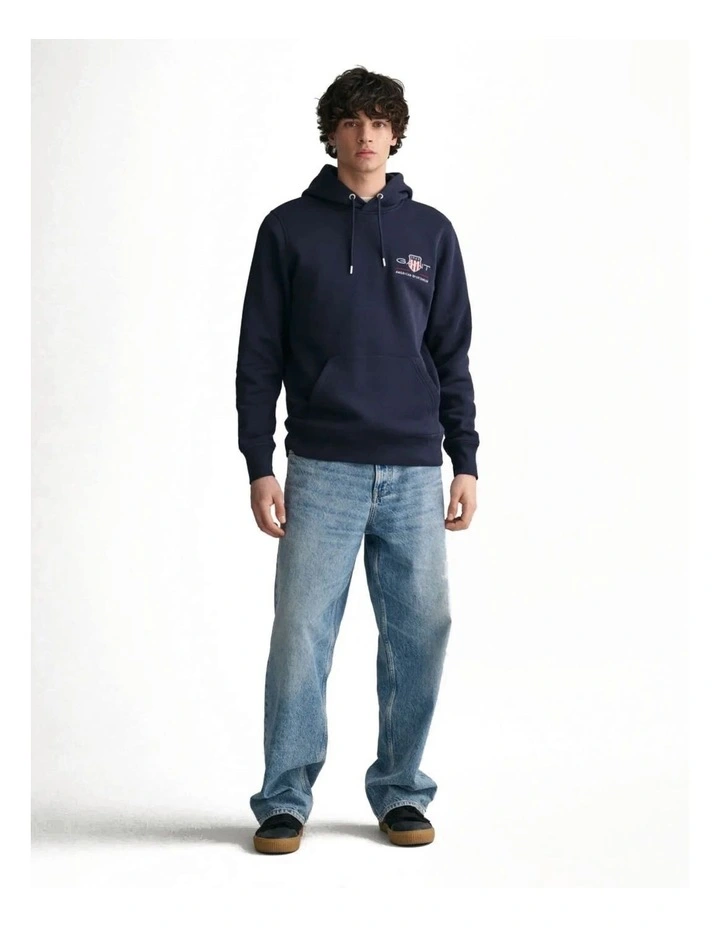 Medium Archive Shield Hoodie in Evening Blue