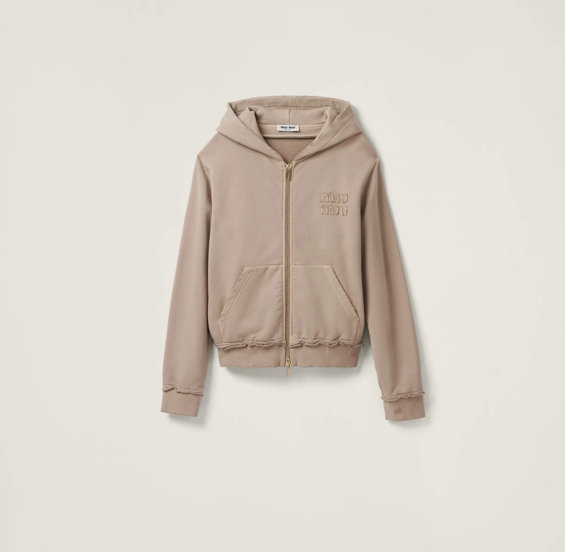 MiuMiu  |Long Sleeves Cotton Logo Hoodies & Sweatshirts