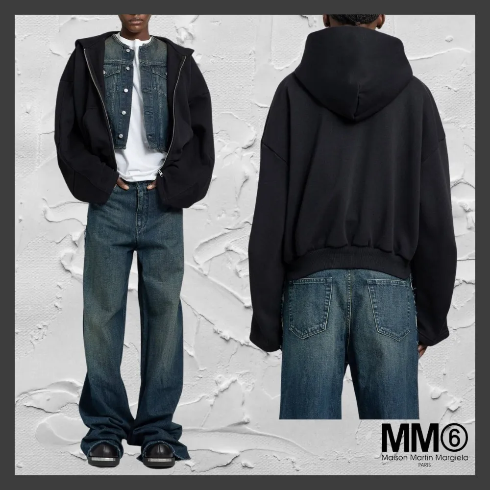 MM6 Maison Margiela  |Long Sleeves Plain Cotton Hoodies & Sweatshirts