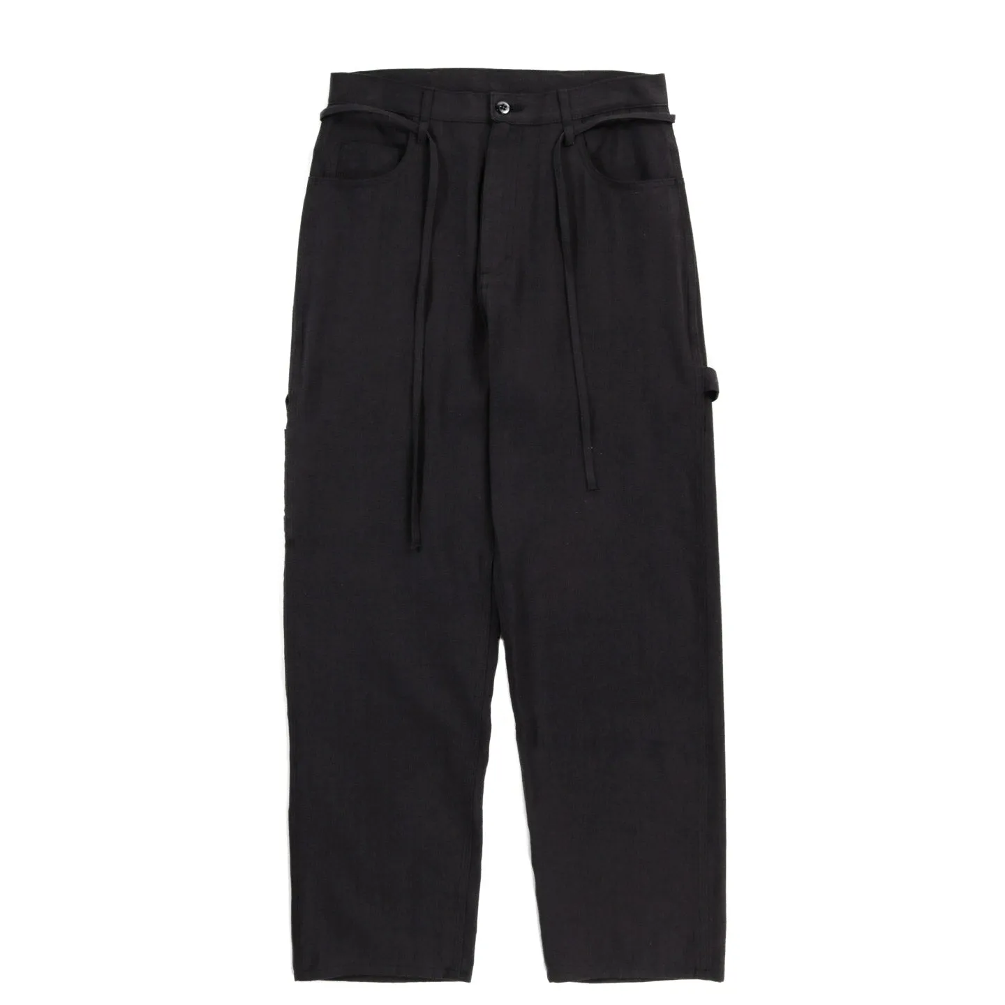 MONITALY DROP CROTCH PAINTER PANTS LINEN BLACK