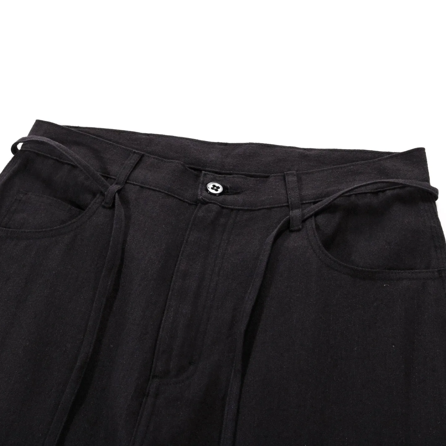 MONITALY DROP CROTCH PAINTER PANTS LINEN BLACK