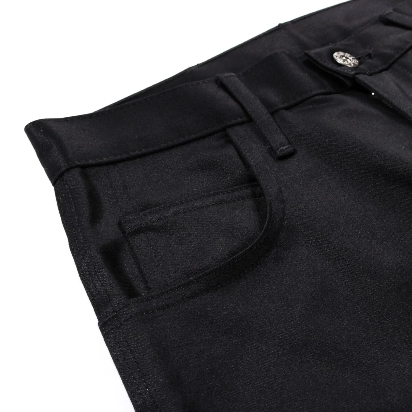 MONITALY DROP CROTCH PAINTER PANTS VANCLOTH SATEEN BLACK