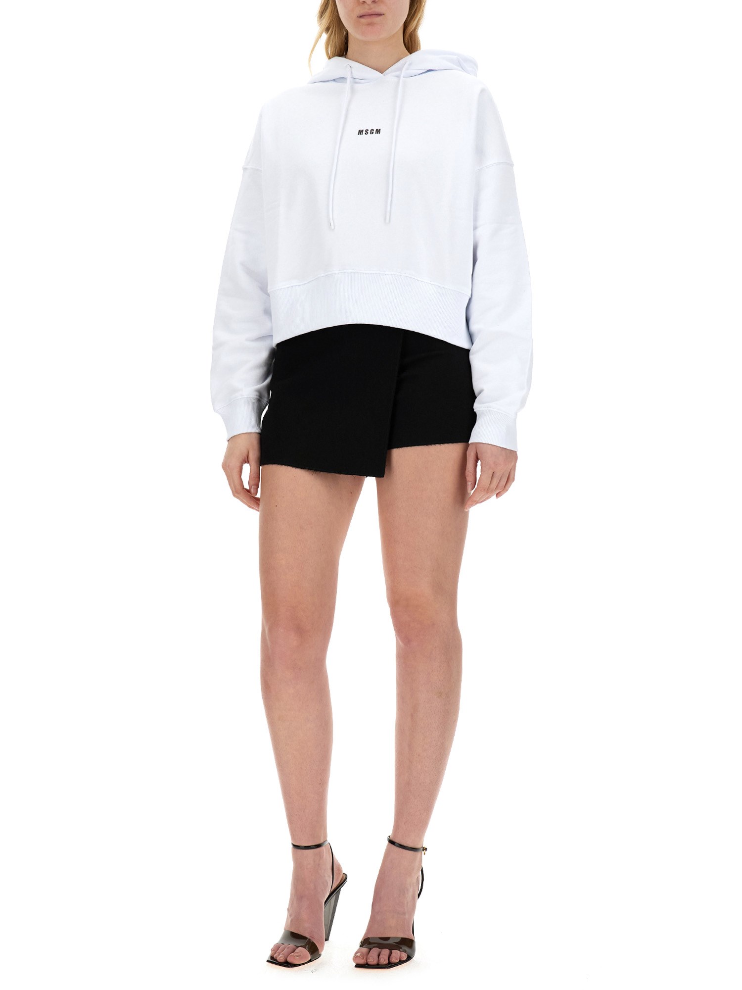 MSGM    COTTON SWEATSHIRT WITH LOGO PRINT