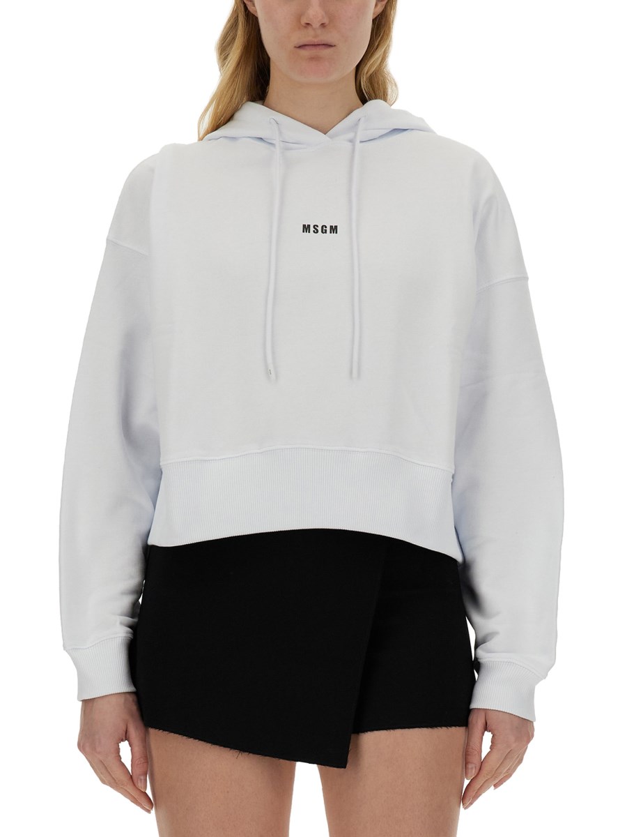 MSGM    COTTON SWEATSHIRT WITH LOGO PRINT