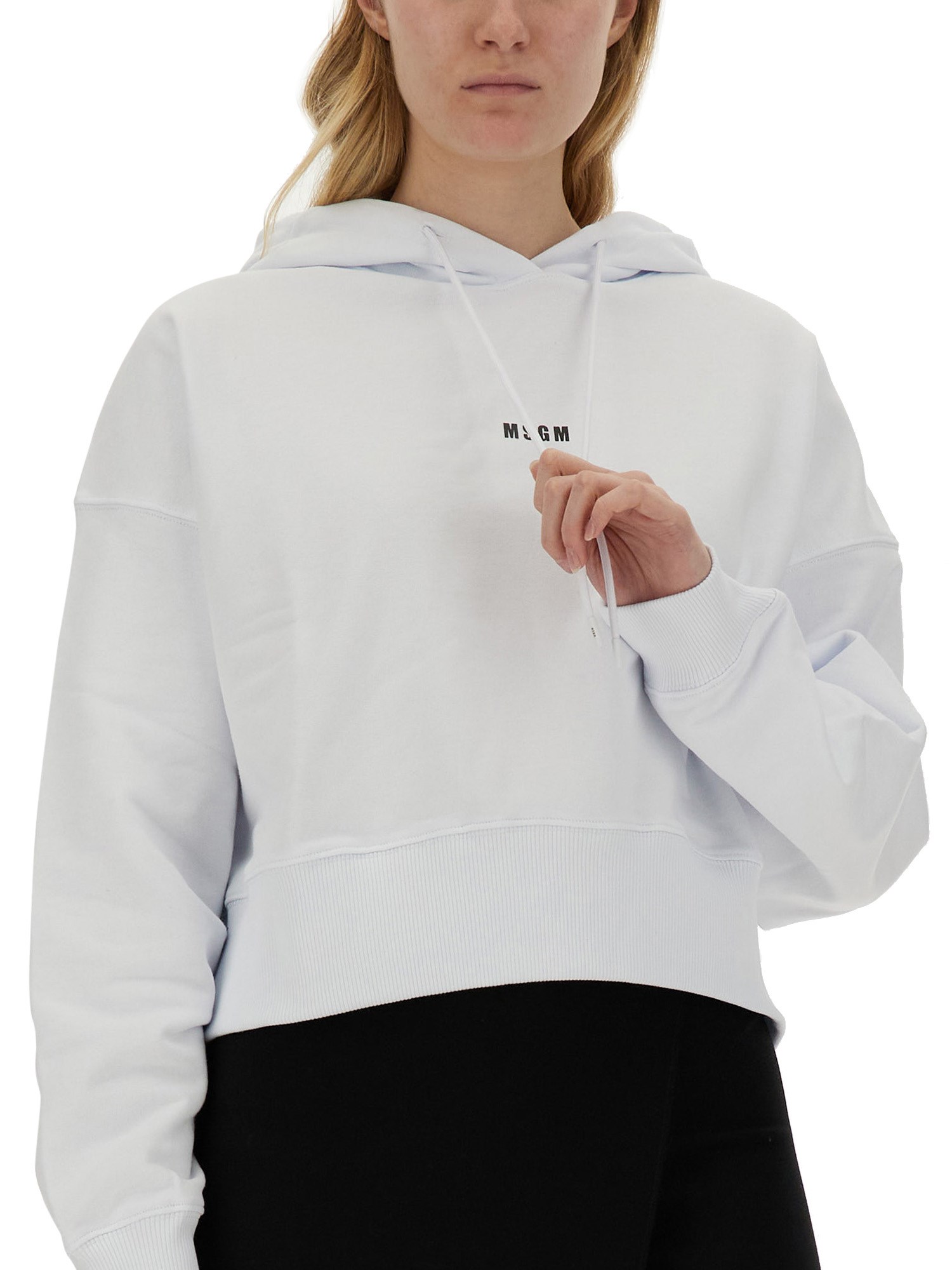 MSGM    COTTON SWEATSHIRT WITH LOGO PRINT