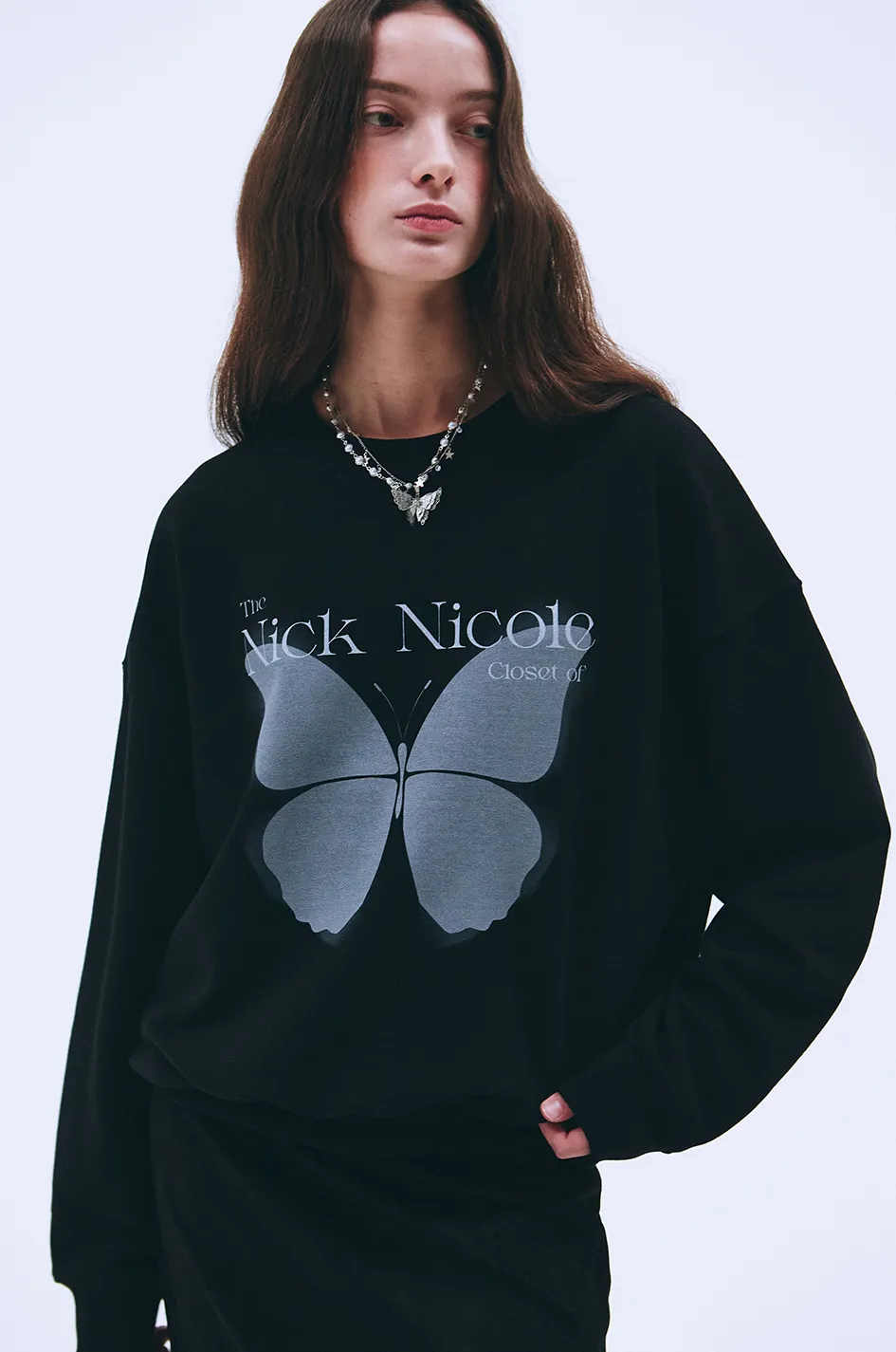 NICK&NICOLE  |U-Neck Long Sleeves Hoodies & Sweatshirts