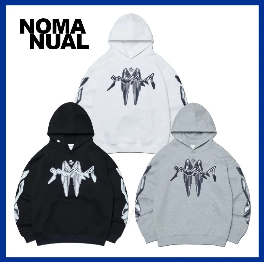 NOMANUAL  |Unisex Street Style Logo Hoodies