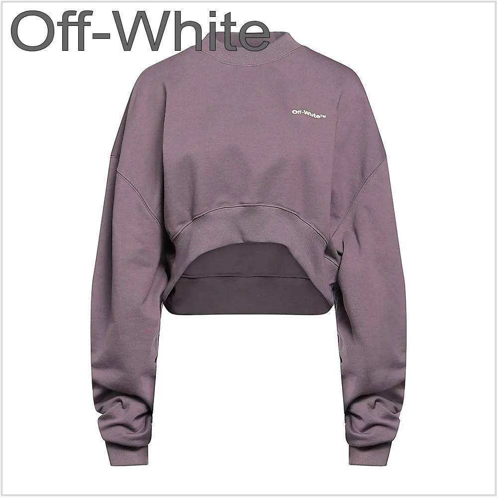 Off-White  |Long Sleeves Plain Cotton Logo Hoodies & Sweatshirts