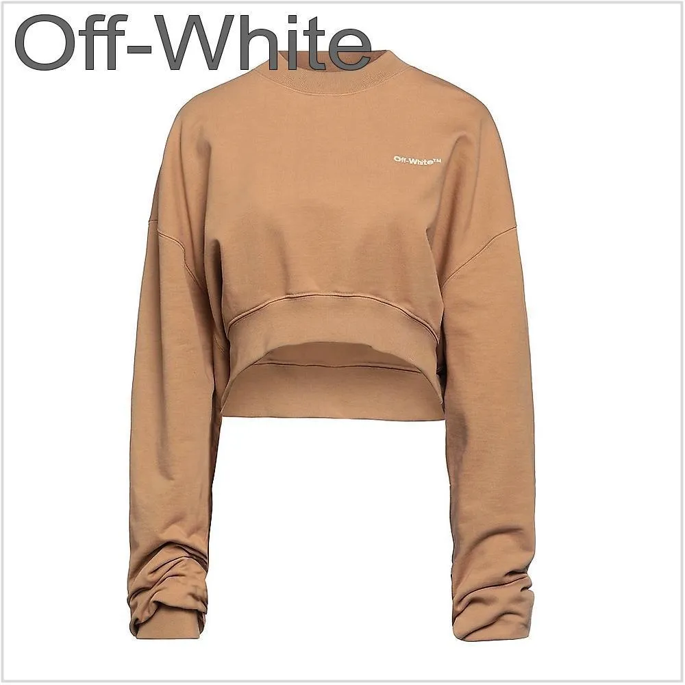 Off-White  |Long Sleeves Plain Cotton Logo Hoodies & Sweatshirts