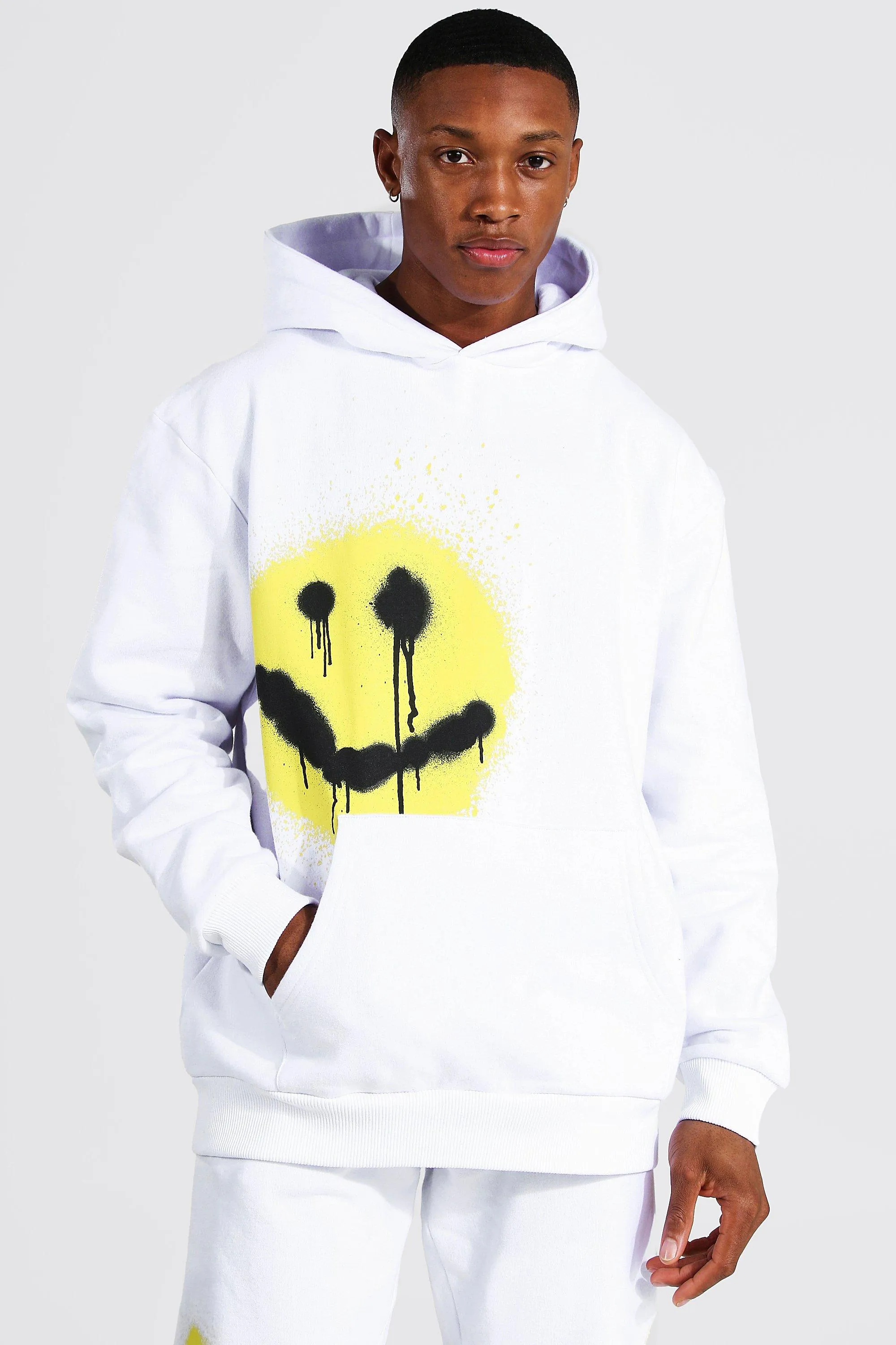 Oversized Man Spray Face Hoodie | boohooMAN UK