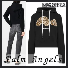 Palm Angels  |Long Sleeves Plain Cotton Logo Hoodies & Sweatshirts