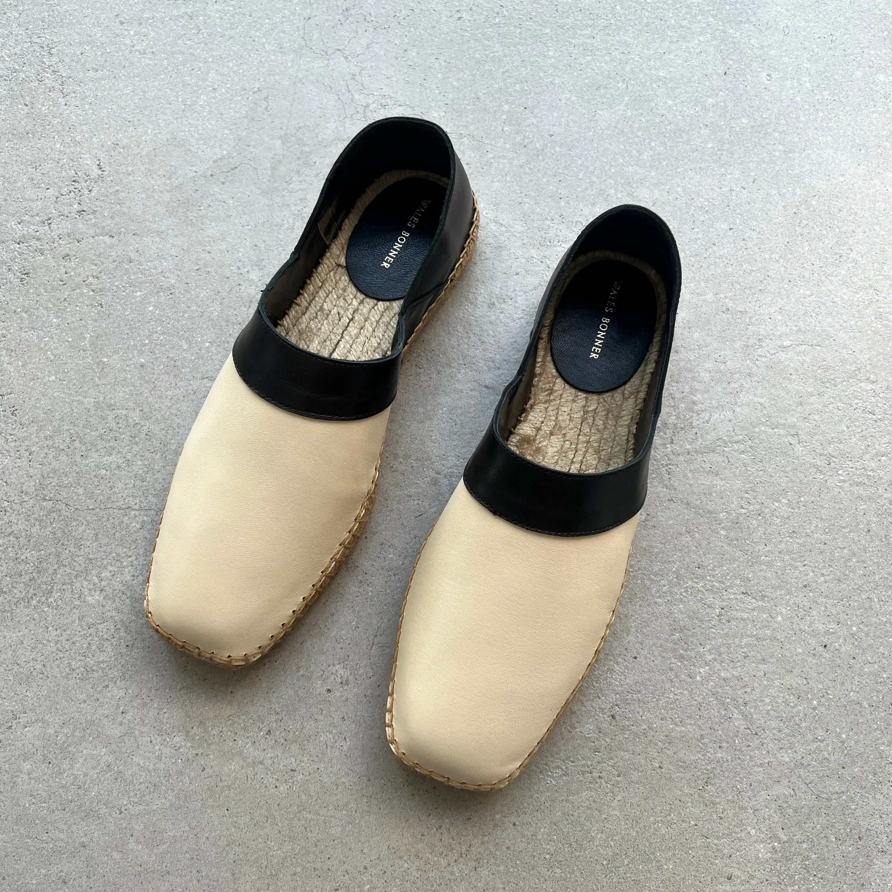 Paneled Espadrilles, Beige/Black