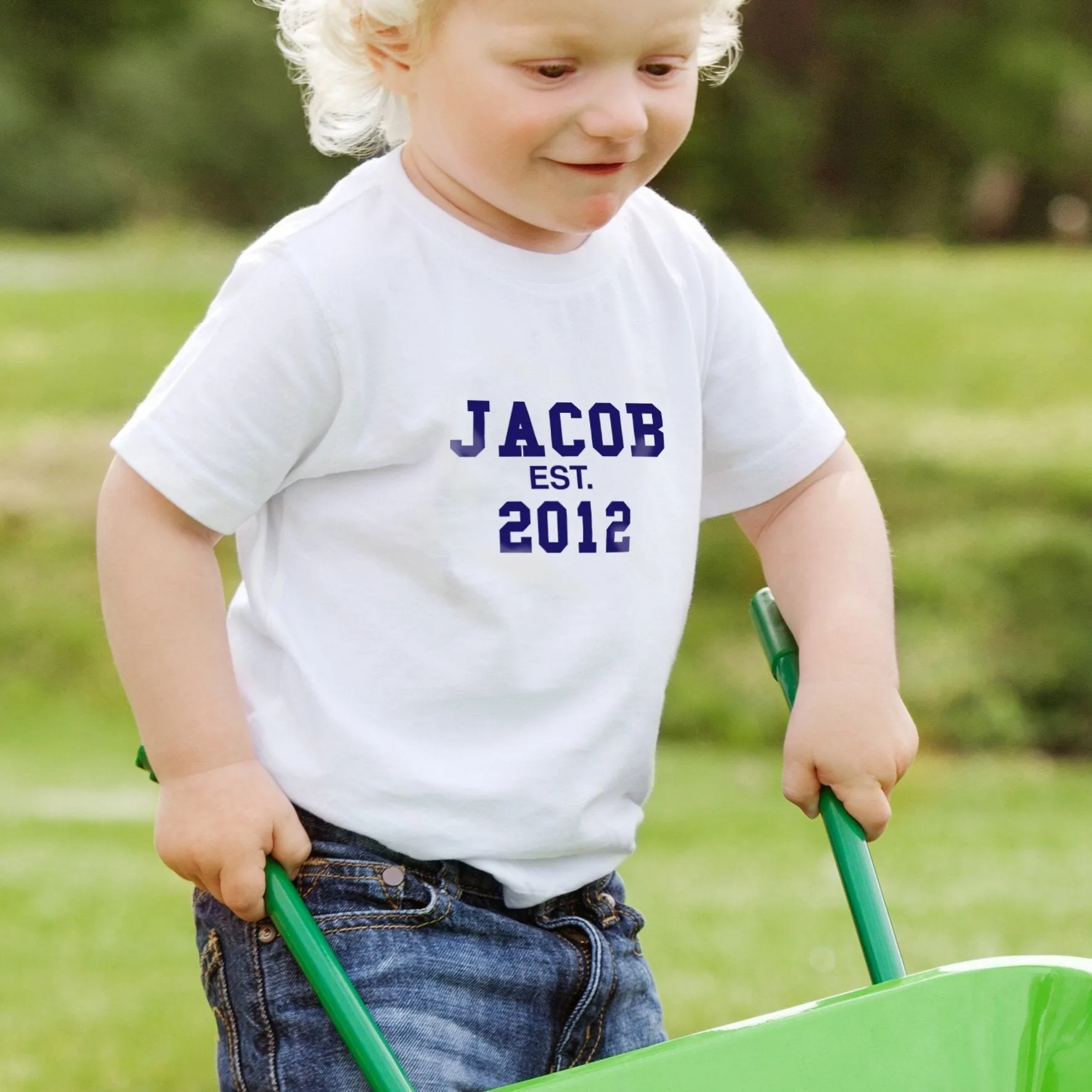 Personalised Established Blue Text Tshirt 3-4 years