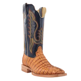 R. Watson Men's 13 Saddle Hornback Caiman Tail Square Toe Western Boot