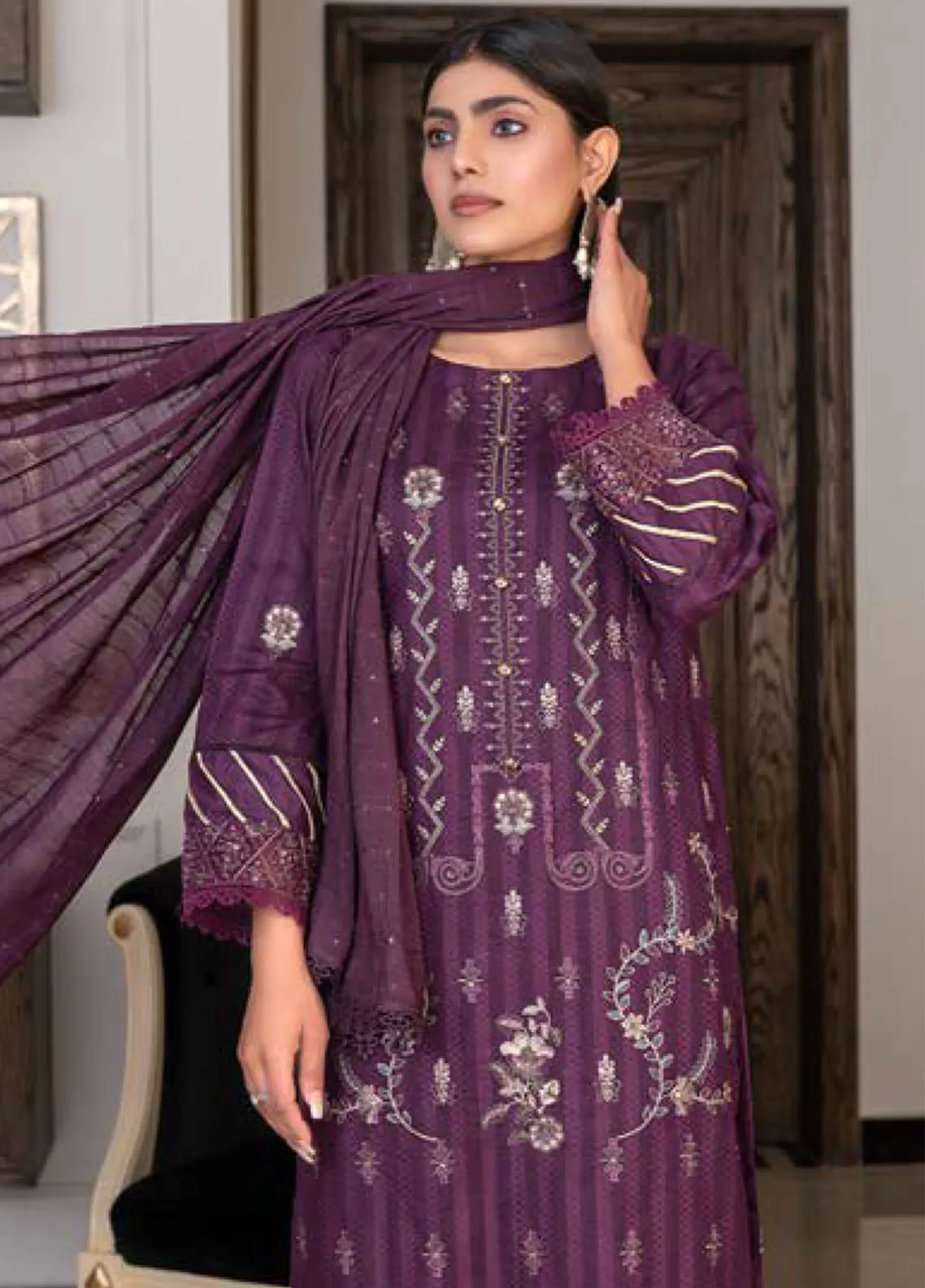 Rashq-E-Qamar By Noorjahan Eid Embroidered Lawn Dupatta 3 Piece Unstitched Suit NJ24RQEEL D-04