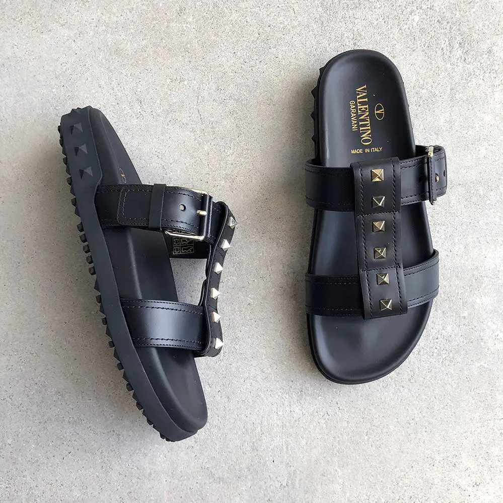 Rockstud Flat Base Slide, Black