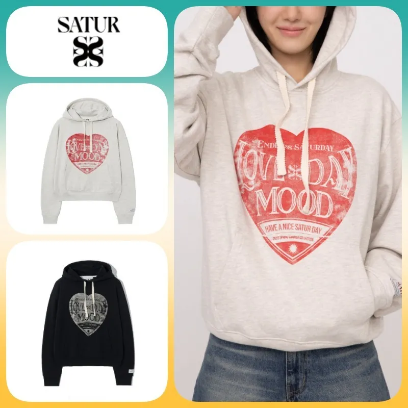 SATUR  |Unisex Long Sleeves Cotton Logo Hoodies