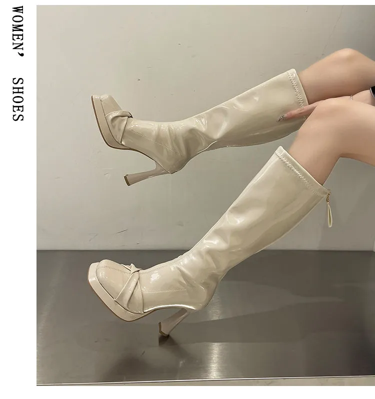 Selene-231 Patent Leather Heel Boots