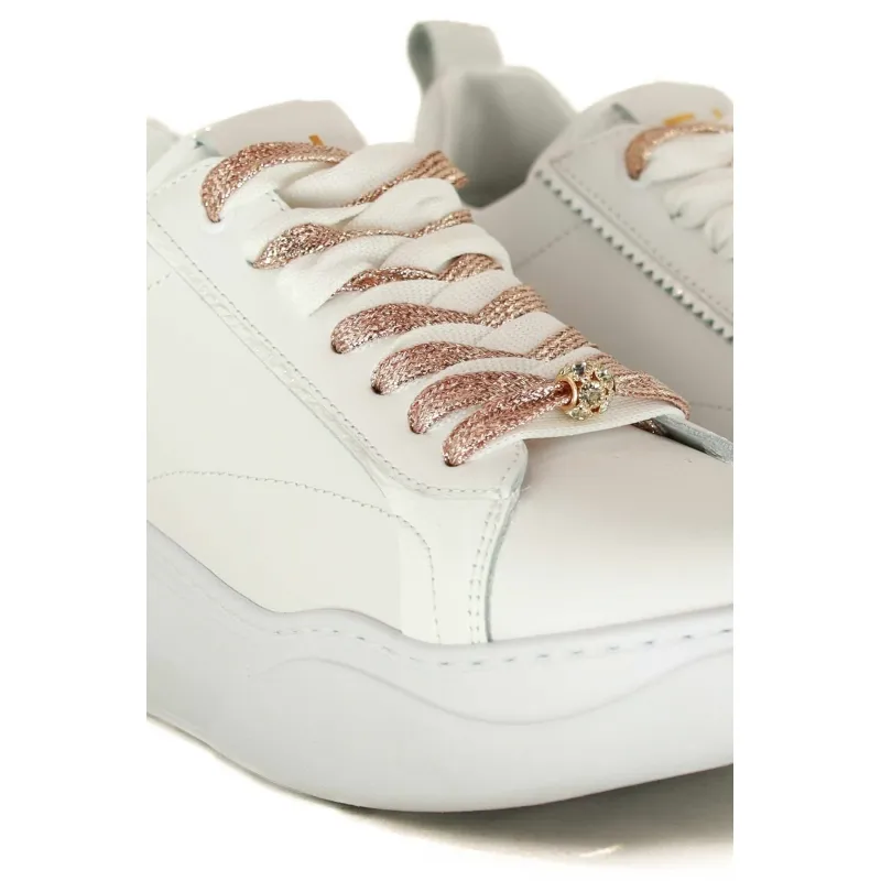 SNEAKERS DONNA IN PELLE, BIANCO