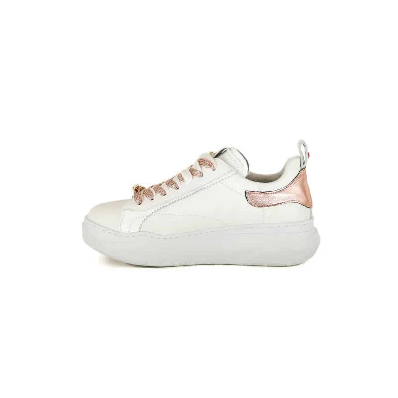 SNEAKERS DONNA IN PELLE, BIANCO