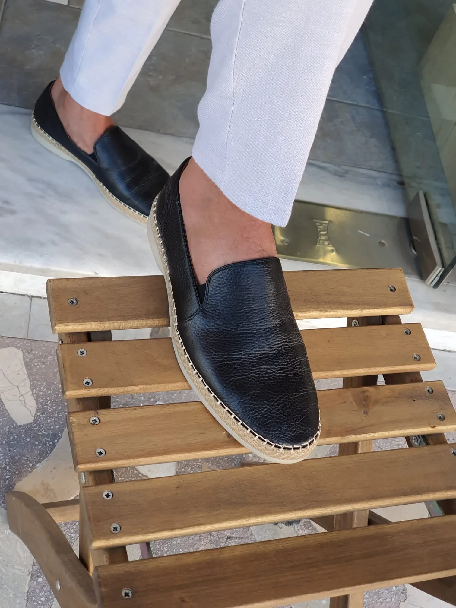 Stefano Black Slip-On Loafers