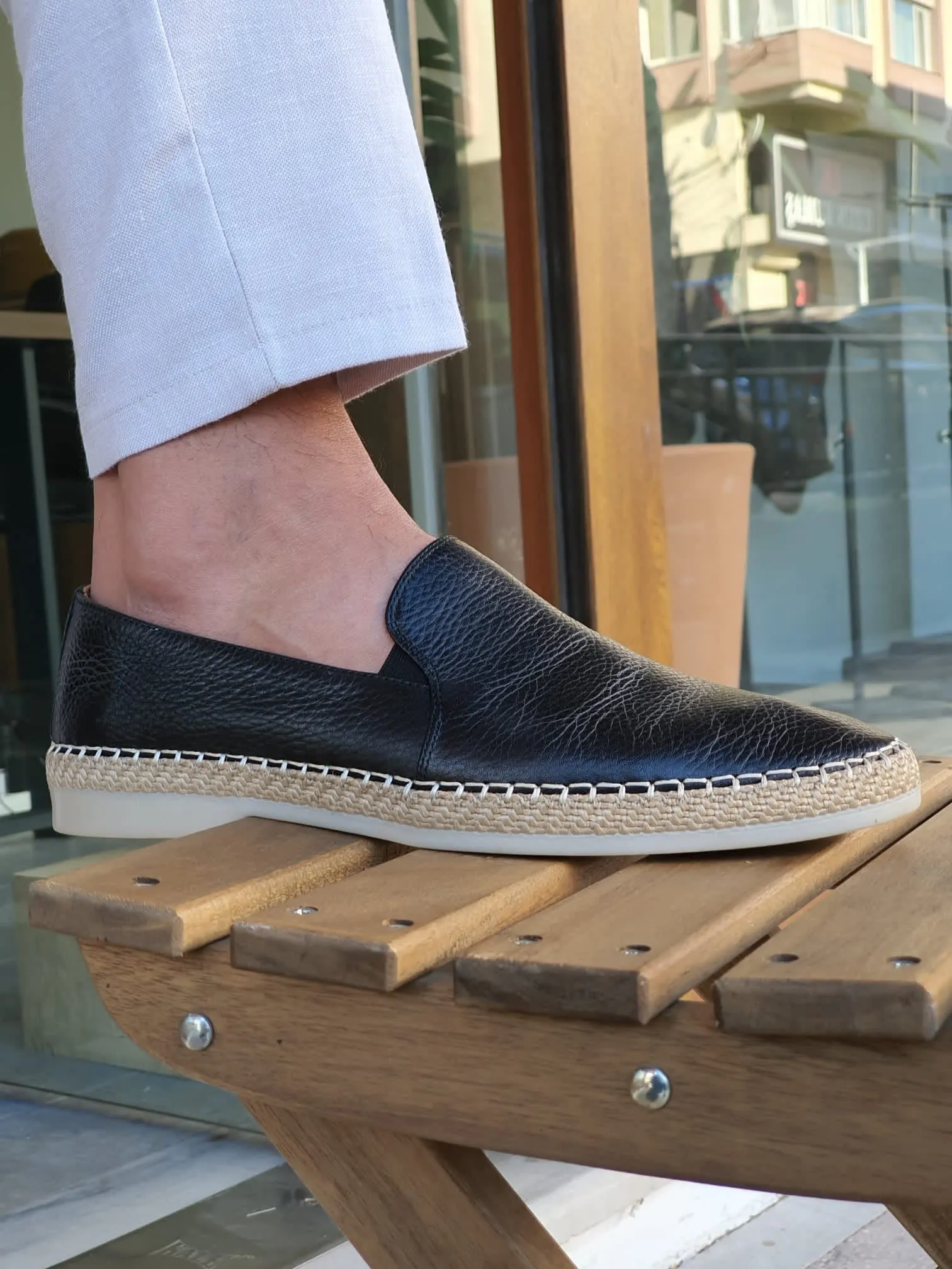 Stefano Black Slip-On Loafers