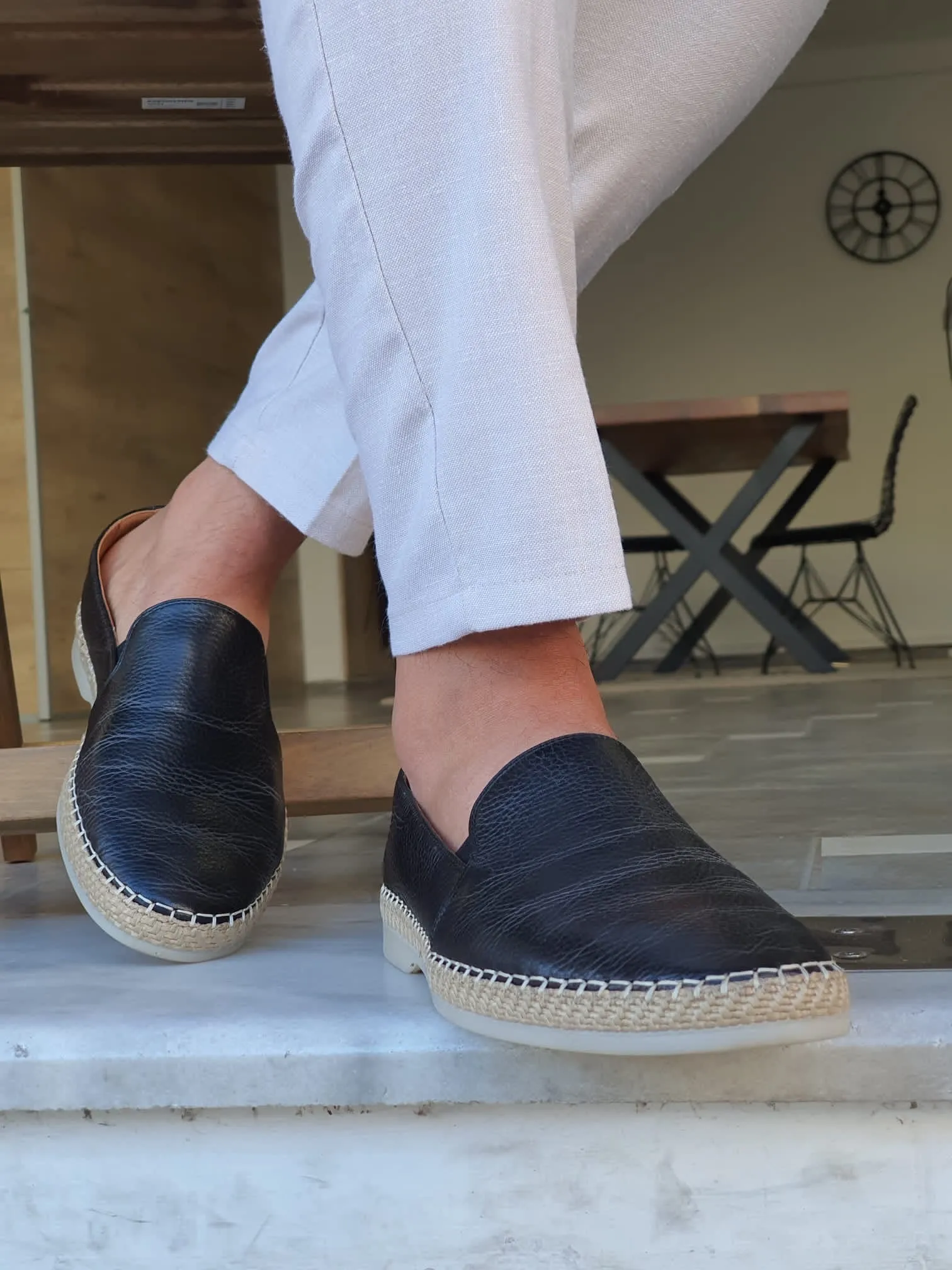 Stefano Black Slip-On Loafers