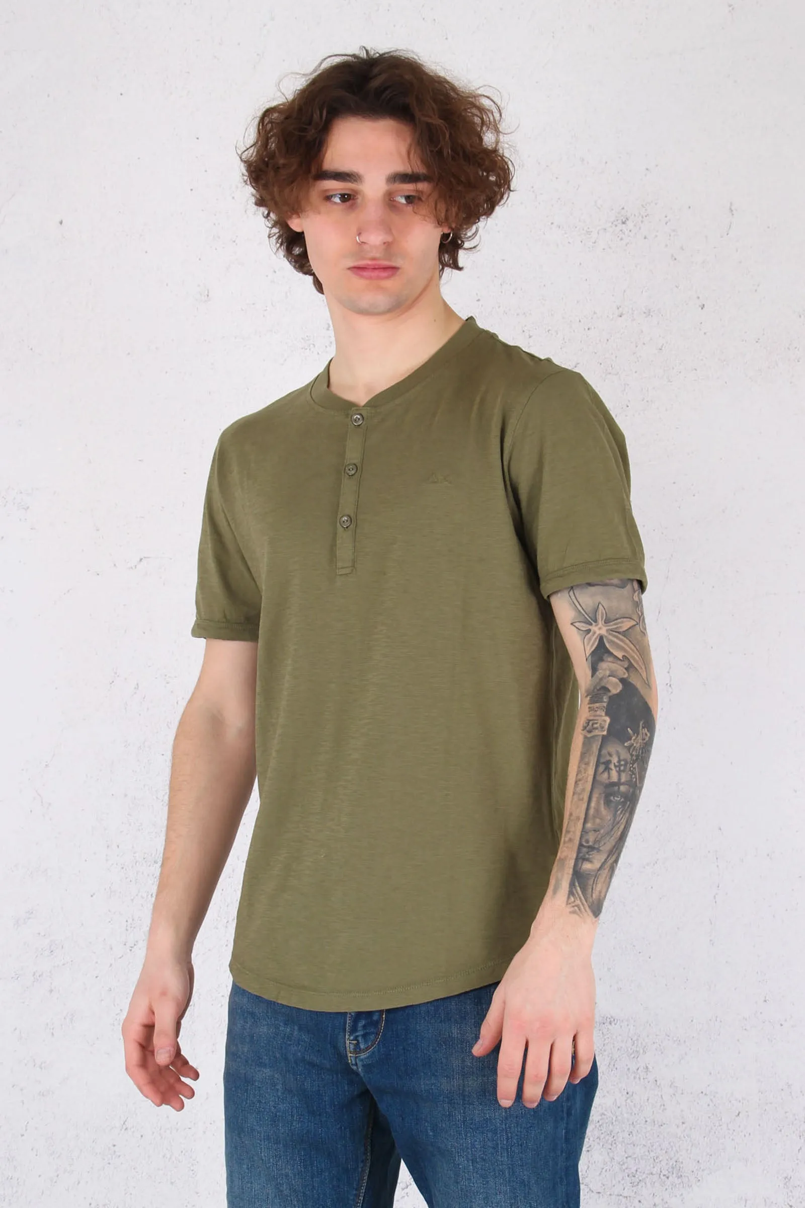 T-shirt Serafino Fiammata Militare